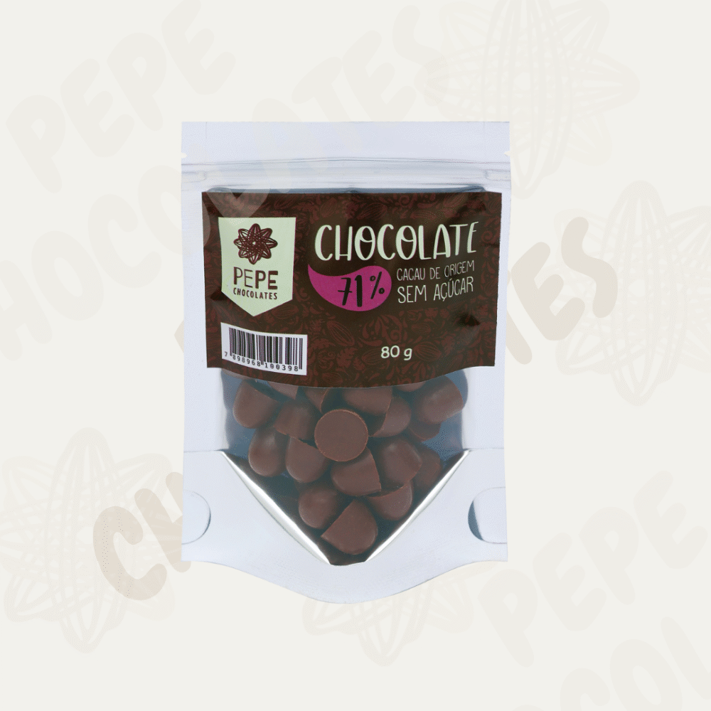Gotas de Chocolate 71% Sem Açúcar